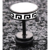 Malejewels Clou d'oreille FLAT ETHNIC Noir-Blanc